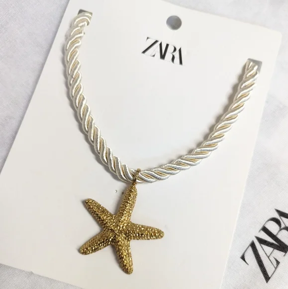 Zara | Jewelry | Nwt Zara Seastar Rope Star Cord Necklace